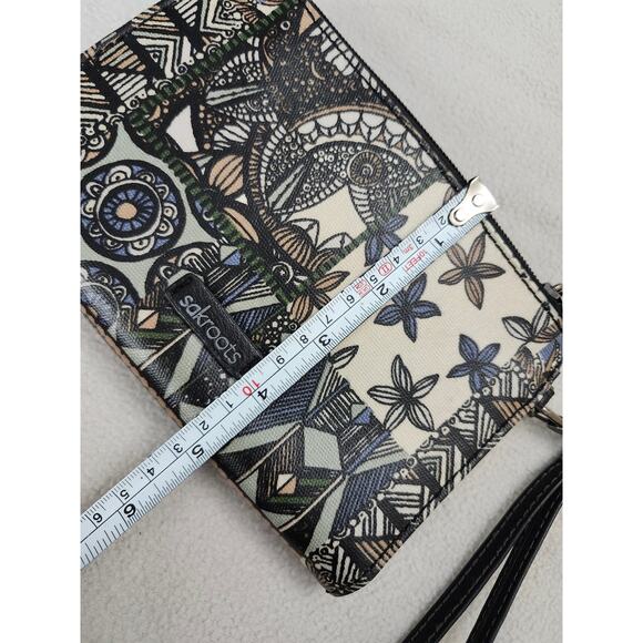 Sakroots Eco-Twill Spirit Artist Circle Large Wallet Crossbody Bag Black - Picture 12 of 12